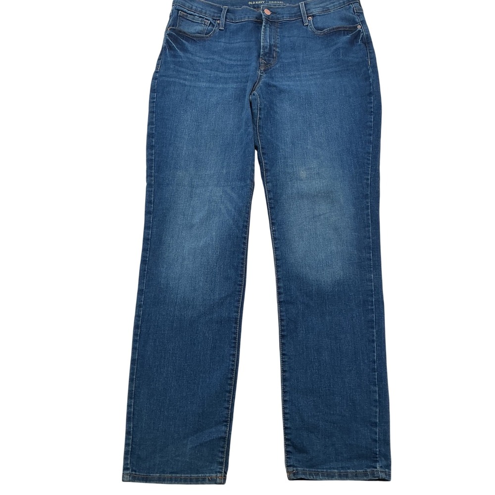 Old Navy Original Straight Jeans Womens 12 Long Blue Mid-Rise Denim Classic